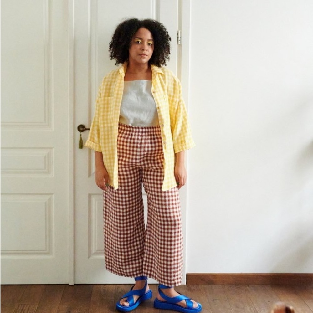 Linen Fox Gingham Linen Pants